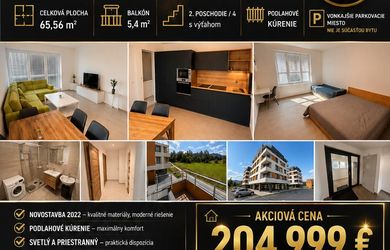 AKCIOVÁ CENA: 204 999 € | MODERNÝ 2-IZBOVÝ BYT V NOVOSTAVBE (2022)
